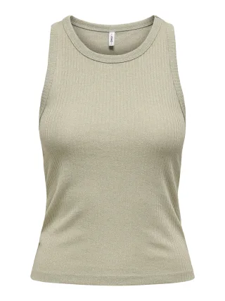 ONLY - ONLIDOL LIFE S/L GLITTER TOP JRS desert sage - Gr. - L