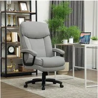 HOMCOM Bürostuhl Ergonomisch Schreibtischstuhl mit Wippfunktion, Leinenoptik (PC Stuhl, 1 St), Bis 200 kg belastbar