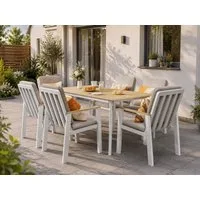 MeXo Gartenlounge-Set Aluminium Gartenmöbel Set, (150 x 80 cm Gartentisch, 7-tlg., mit 6 Stühlen), wetterfeste Essgruppe für Terrasse Balkon Garten