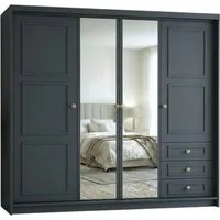 A&J MöbelLand GmbH Drehtürenschrank OSLO viertüriger Kleiderschrank mit Schubladen und Metallgriffen (Geräumiger viertüriger Kleiderschrank mit Schubladen und Metallgriffen. Geräumiger Schrank mit einer Breite von 200 cm und Schubladen, ideal zur Auf