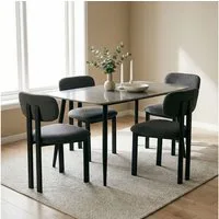 IDIMEX Essgruppe MORA/FRANCA, (5-tlg), Esstisch mit 4 Stühlen 140x80 cm robuste Keramikplatte Schwarz/Grau