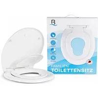 Bath4U WC-Sitz WC Sitz mit integriertem Kindersitz 37,3x44,5cm Absenkautomatik Weiß, Hygienischer Urea-Duroplast Kindersitz 25,6x38,9cm Standard-Maß