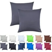 NatureMark Kissenbezüge 2er Pack Jersey Kissenbezug Kissenhülle, (2 Stück), Kissenhülle in vielen Größen und Farben (40 x 40 cm, Anthrazit grau)