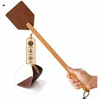 Topanbieter999 Fliegenklatsche mit Holzgriff extra lang 51 cm, Gelochtes Design für präzises Treffen