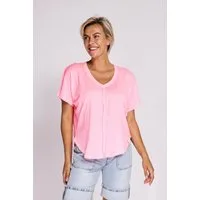 Zhrill Kurzarmshirt RYA normale Passform, Kurzarm, mit V-Ausschnitt, unifarben