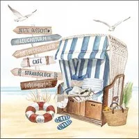 Ambiente Luxury Paper Products Papierserviette, Servietten Papier 33x33cm 3-lag. mit Strandkorb Motiv 20 Stück