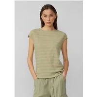 QS Kurzarmshirt T-Shirt Strukturiertes T-Shirt mit Raffdetails an den Schultern