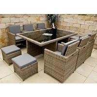 Ragnarök Möbel-Design Garten-Essgruppe Heimdall Esstisch Set 6+4, (Set, Polyrattan, Alu), Würfelsystem