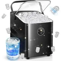 FOHERE Eiswürfelmaschine Eiswürfelmaschine klein, 6 Min. Eiswürfel, 2 Bullet Ice Größen, 14kg/24h, Selbstreinigend, Party/Büro