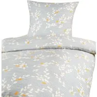 Optidream Bettwäsche Set Mikrofaser 135x200 Polyester Zweige grau gold, Mikrofaser, 2 teilig, Geschenk Idee Frauen Männer neue Wohnung Hochzeit Frühjahr sale