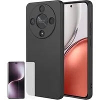 Wigento Handyhülle + Schutzglas für Honor Magic 8 Lite 2 in 1 TPU Schutz + 9H Hartglas 6,79 Zoll, Produktset TPU Hülle mit Hart Glas