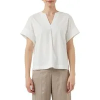 comma T-Shirt mit geschlitztem Rundhalsausschnitt
