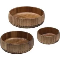 Zoha Servierschale Stripe Schüssel - Handgefertigte Akazienholz Schale für Dips, Snacks, (3-tlg), Handgefertigtes Akazienholz