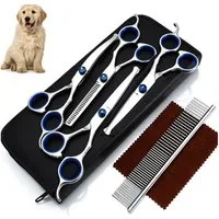 TUWENA Tierhaarentferner Hundeschere Set mit Runder Sicherheitsspitze, Fellschere Hunde Set, Edelstahl Katze Fellpflege Schere für Fellpflege Hund Katze Haustier