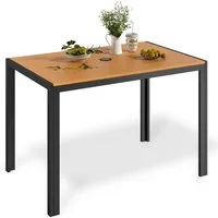 TLGREEN Gartentisch mit Sonnenschirmloch,110x70 cm Balkontisch Wetterfest (Aluminium Rahmen, WPC Tischplatte), Rechteckiger Esstisch Outdoor für Terrasse