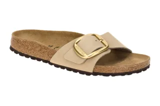 Birkenstock 1024009 Madrid Big Buckle Damen Pantoletten Beige Sandcastle Echt...