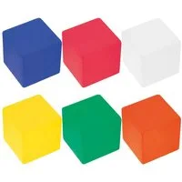 Easy Gifts Spielball 6x Anti-Stressball in Würfelform / Wutball / Knautschball / 6 Farben s