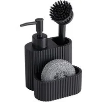 FELIXLEO Küchenorganizer-Set Spülbecken Organizer 3-teilig Schwarz mit Seifenspender Spülbürste., (1-tlg)