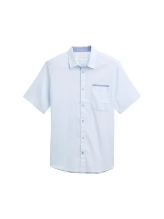 Tom Tailor - Regular Fit Kurzarmhemd aus Baumwolle light blue slub structure - Gr. - XL