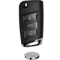 mt-key Auto Klapp Schlüssel Umbau Gehäuse + 1x HAA Rohling + passende CR2032 Knopfzelle, CR2032 (3 V), für Seat Skoda VW GOLF PASSAT bis BJ. 11/2009 Funk Fernbedienung