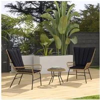 Outsunny Sitzgruppe Gartenmöbel-Set mit 2 Stühlen, Beistelltisch, (Bistro-Set, 3-tlg., 3-teiliges Set bestehend aus zwei Sesseln und einem Tisch), Ergonomische Rückenlehne