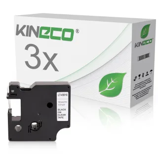 3 Schriftbänder für Dymo 45010 12mm bk/klar