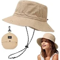 MOPUEA Sonnenhut Sonnenhut Unisex Damen- und Herren-Anglerhut (1 Stück) UV Schutz (1-St., khaki/brau/grün/lila) Faltbarer wasserdichter Fischerhut mit breiter Krempe für Sommer Regen