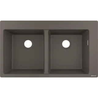 hansgrohe Einbauspüle 43316290 880 x 510 mm, 2 Hauptbecken, Hahnlöcher vordefiniert, steingrau