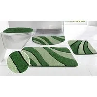OTTO home Badematte Anna, Badvorleger, Badezimmer Teppich, Höhe 16 mm, rutschhemmend beschichtet, schnell trocknend, fußbodenheizungsgeeignet, Polyester, halbrund, Badteppich, Hoch Tief Effekt, Modern, Weich, Wellen