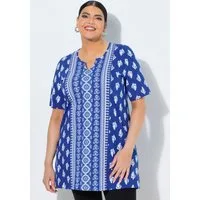 Ulla Popken Longshirt Longshirt gemustert Tunika-Ausschnitt Halbarm