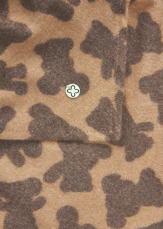 Kaschmirweiches Dreieckstuch mit Teddybär-Muster braun