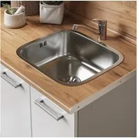 Vicco Granitspüle Flova, Stahl, 39 x 44 cm Set mit Armatur, Zulauf und Ablauf, Rechteckig, 39/44 cm, (4 St)