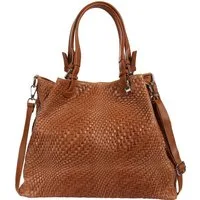 FLORENCE Handtasche Florence Damen Handtasche Echtleder braun (Handtasche), Damen Handtasche, Umhängetasche Leder, braun, tan ca. 31cm