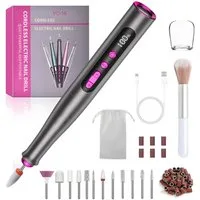 AKKEE Maniküre-Pediküre-Set Professionell Elektrische Nagelfräser, Akku-Nagelfeile, 35.000 U/min, mit 12 Aufsätze zur Nagelpflege 5 Geschwindigkeiten
