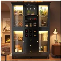 Celya Hochschrank Weinschrank mit App-gesteuerter LED-Beleuchtung (120x40x180.5cm, 3 Schubladen, mit Weinglasregal und Weinflaschenregal) deal für den täglichen Gebrauch im Wohn- oder Esszimmer geeignet