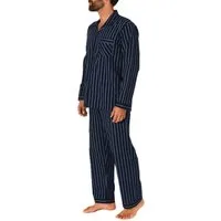 Normann Pyjama Gewebter Herren Pyjama, durchknöpfbarer Schlafanzug mit Streifen