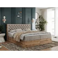 MKS MÖBEL Boxspringbett ALBERO 3 (Packung, Set, Topper T25/Visco, T30-Schaum, Stauraum, Zwei Bettkästen, Matratzen), Multipocket-Matratze, Doppelbett, mit Möbelplatten, mit Kopfstütze
