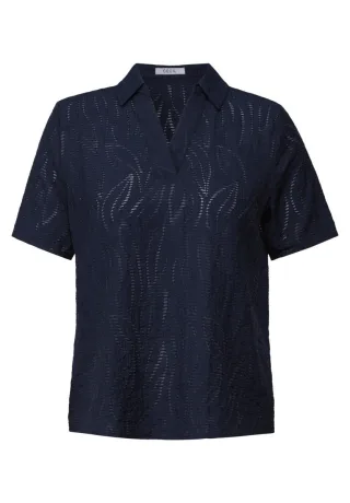 Cecil - Blusenshirt mit Struktur blau - Gr. - S