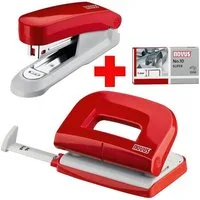 NOVUS Lochstanzer Evolution Twin Set fresh, Locher-Tacker-Büroset inkl. Heftklammern