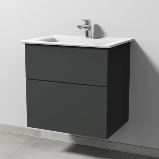 Sanipa 3way Waschtischunterbau zu Ideal Standard Connect Air Waschtisch mit 2 Auszügen, Graphit-Matt SP6411B