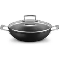 LE CREUSET Bratpfanne Aluminium-Antihaft Profipfanne mit Deckel, Aluminium, Ø 24 cm, Anthrazit/Silber, 51107240010502