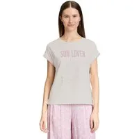 Cartoon Kurzarmshirt Damen mit Rundhalsausschnitt (1-tlg) Rippbündchen