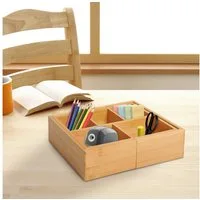 HOMCOM Organizer Aufbewahrungsbox (Schubladen Organizer, 1 St., Ordnungsbox), ausziehbar Bambus Natur 24,6 x 17,6 x 7 cm