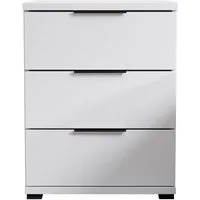 Schlafkontor Nachtkommode Smilla Nachttisch, Nachtkonsole mit Schubkästen, Korpus melaminbeschichtet, silberfarbige oder schwarze Griffe
