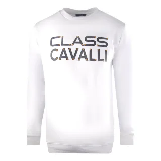 Cavalli Class grosses weisses Sweatshirt mit auffalligem Logo-Design