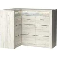 Lomadox Kommode INGENIO-161, Eckschrank Sideboard mit LED Beleuchtung modern in Esche weiß