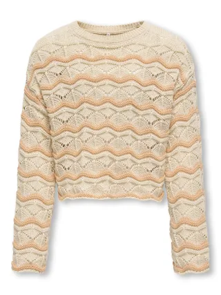 KIDS ONLY - KOGDONNA LS O-NECK STRIPE STRUCTURE KNT Birch - Gr. - 164