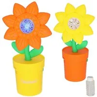CEPEWA Seifenblasenstab Seifenblasen Blumentopf gelb orange 13,5x31x15cm PP 55ml LED blau