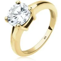 Elli Premium Fingerring Solitär Zirkonia Weiß 375 Gelbgold