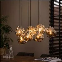 famlights Pendelleuchte famlights, Pendelleuchte Jakub in Transparent und Chrom E27 7-flammig